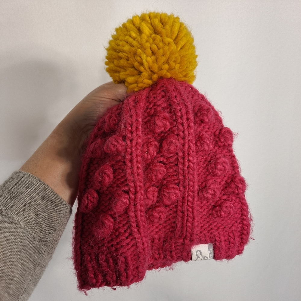 Turtle Fur Raspberry Bobble Knitted Hat - Picture 7 of 10